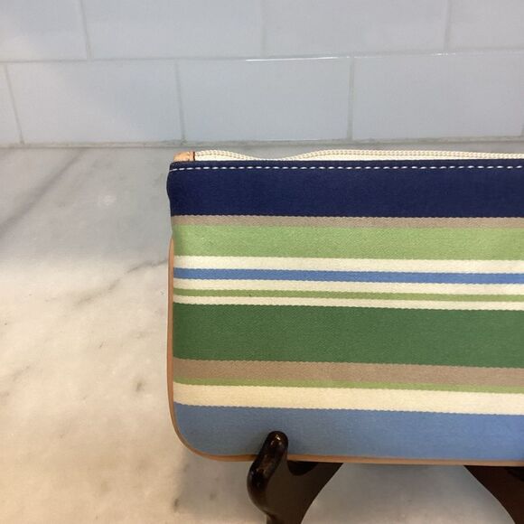 Coach Wristlet Bag Purse  Y2K Blue and Green Striped Clutch Wallet Pouch - Picture 3 of 13